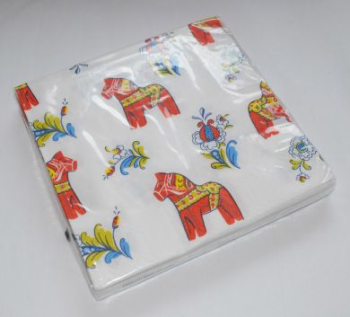 White Dala Horse Napkins