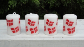 Danish Flag Candles, 4 pck