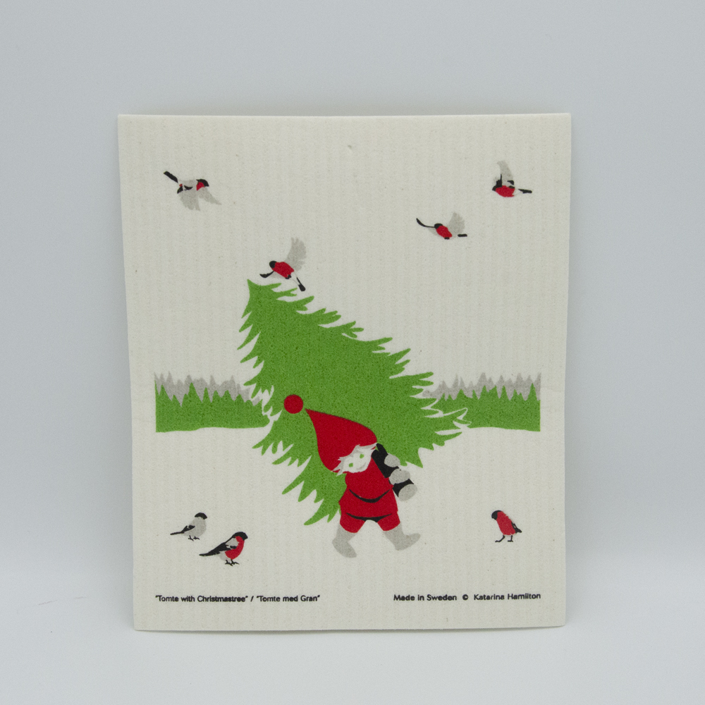 Swedish dishcloth, Tomte with tree