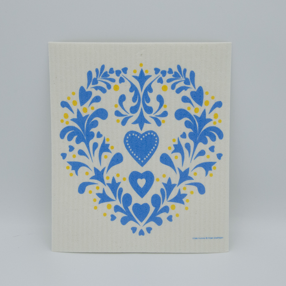 Swedish dishcloth, blue heart