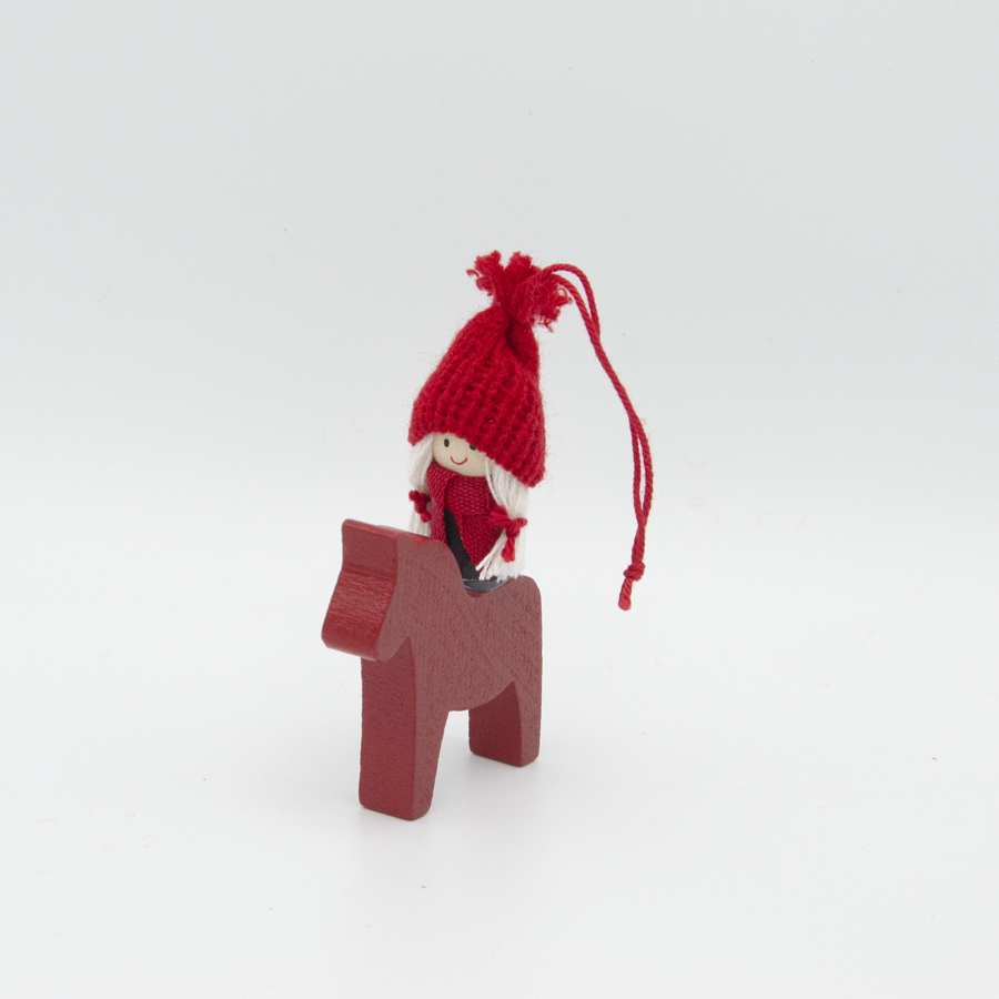 Dala horse with Tomte girl ornament