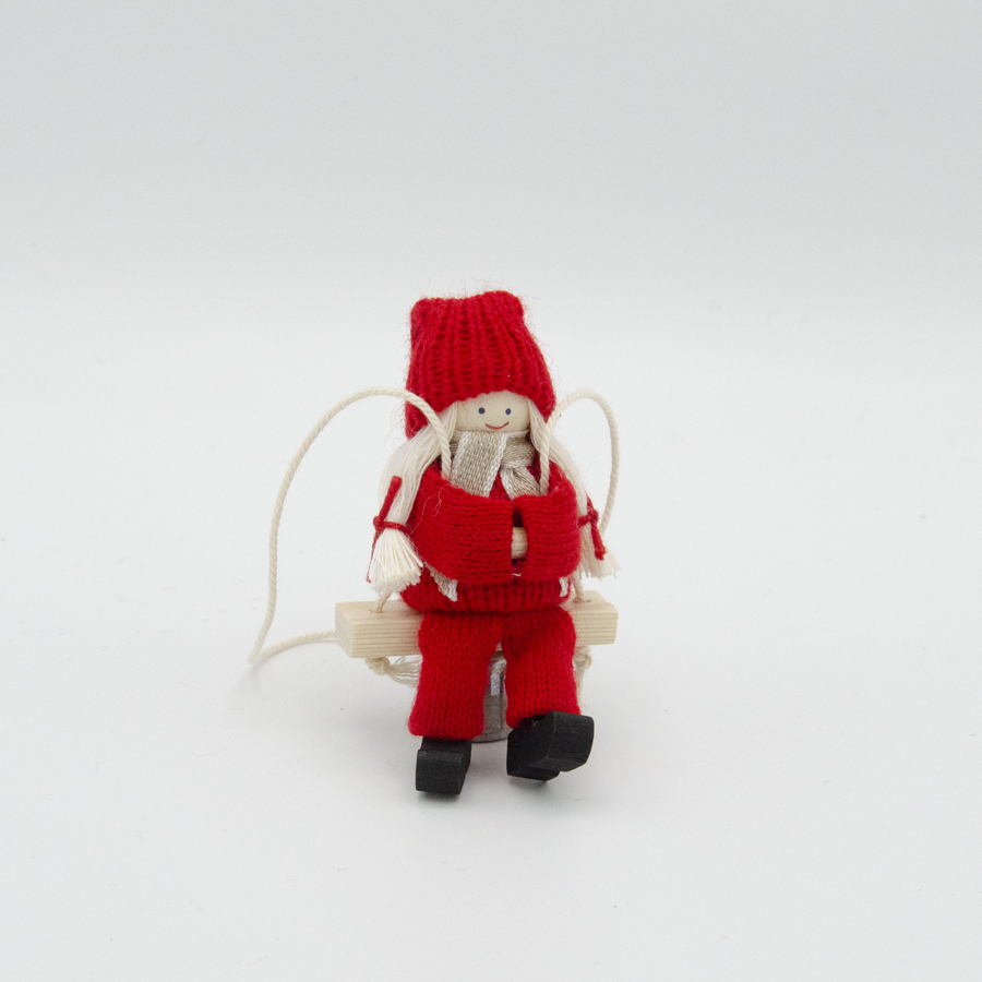 Tomte girl on swing ornament