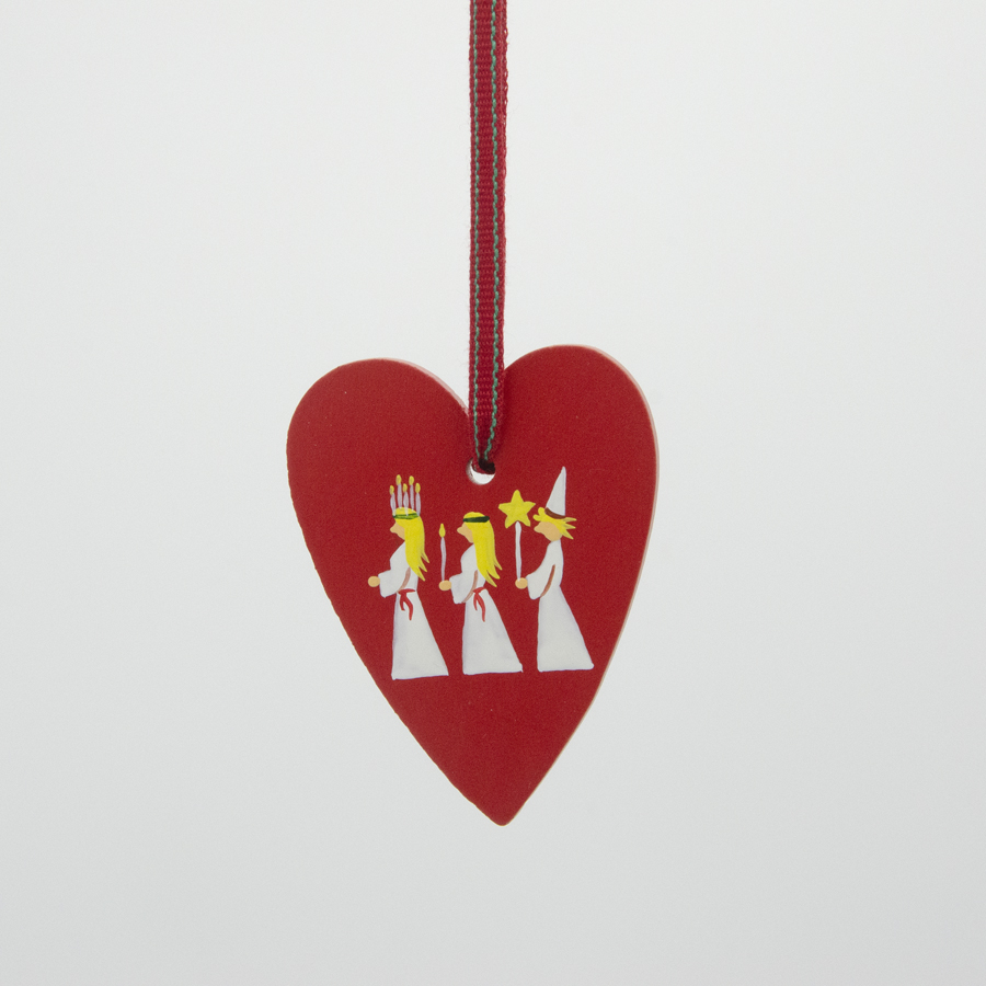 Painted heart with Lucia ornament