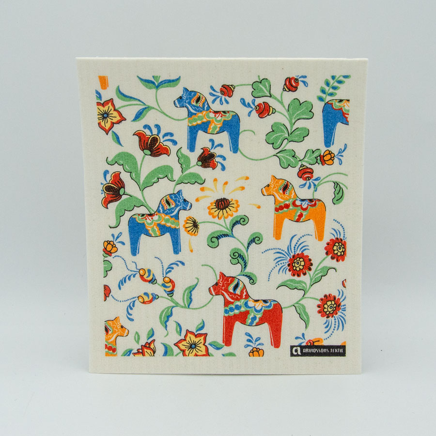 Multi color Dala horse dishcloth