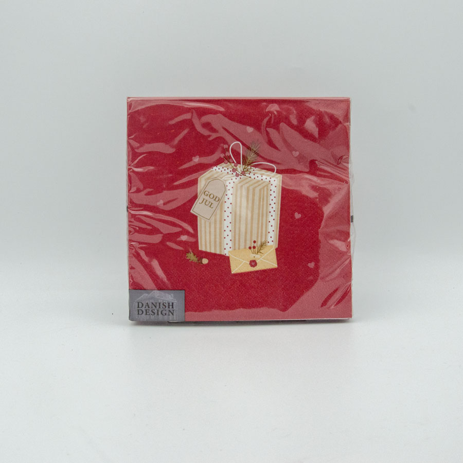 Red lunch napkin with gift